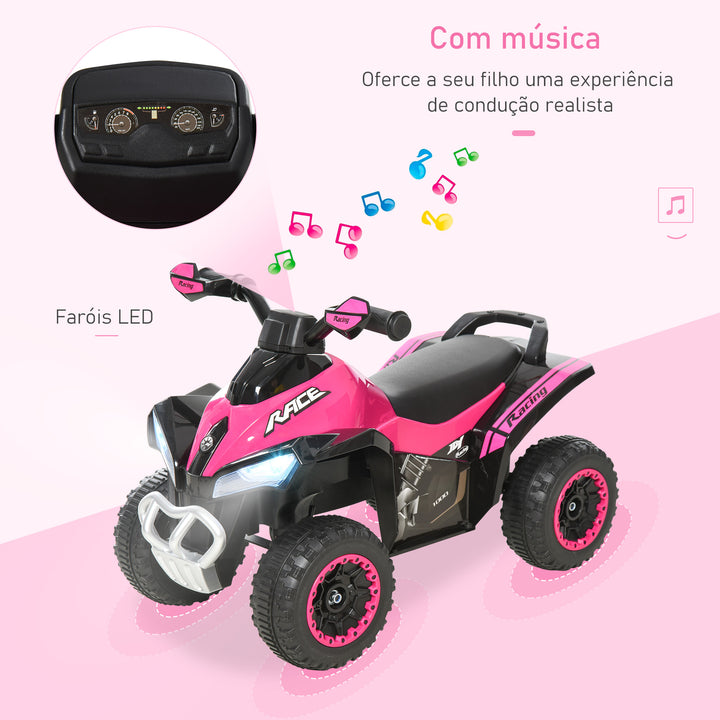 Quadriciclo para crianças acima de 18 meses com função de luz e música Suporta até 20 kg 67,5x38x44 cm Rosa