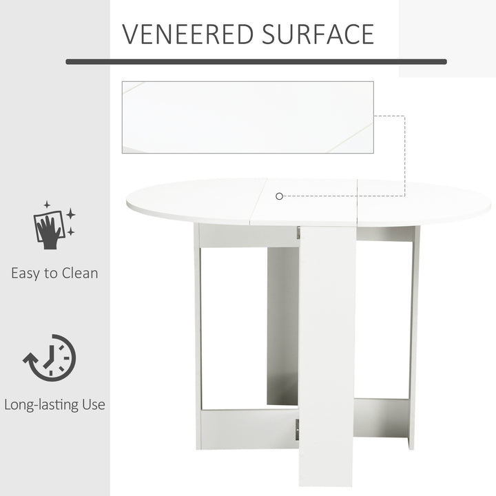 Mesa dobrável com 2 asas dobráveis ??Mesa lateral de madeira 104x76x73,7 cm Branco