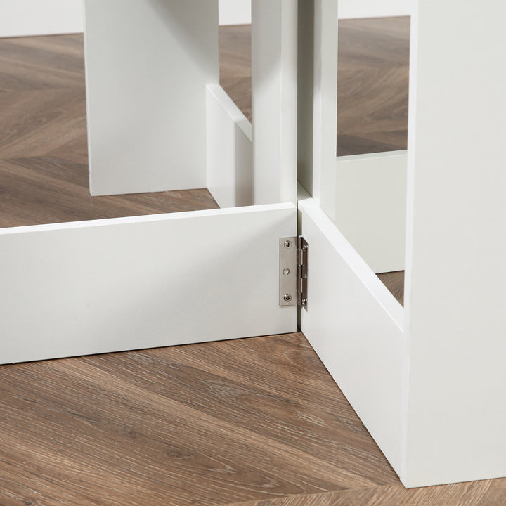 Mesa dobrável com 2 asas dobráveis ??Mesa lateral de madeira 104x76x73,7 cm Branco