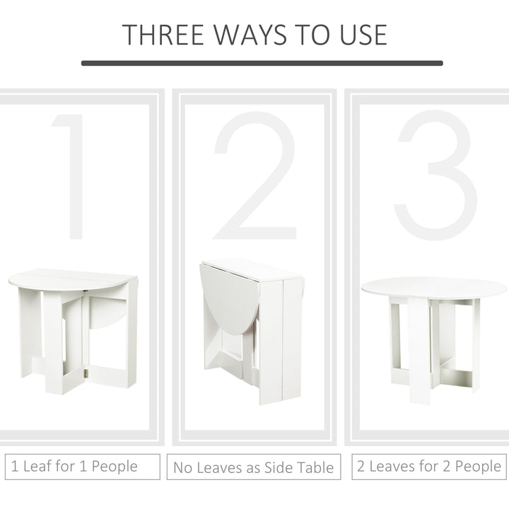 Mesa dobrável com 2 asas dobráveis ??Mesa lateral de madeira 104x76x73,7 cm Branco