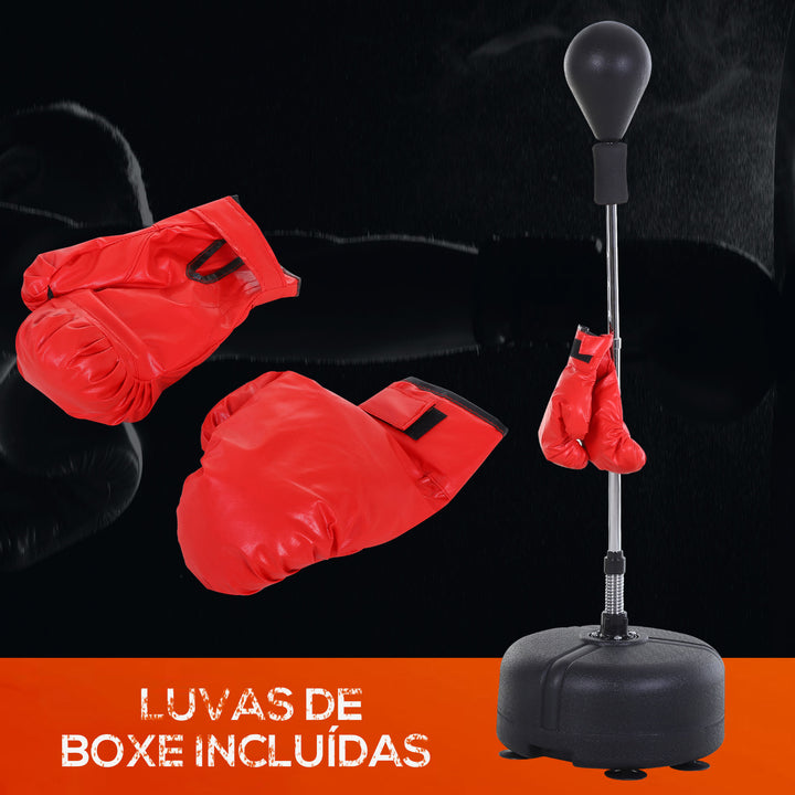Pêra de boxe com Altura Ajustável e Base Refilável Pêra Boxe com Suporte e Luvas para Adultos e Adolescentes ?48x136-154 cm Preto