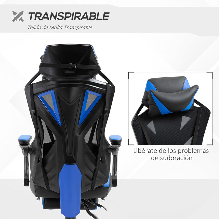 Cadeira de escritorio gaming ergonômica Altura ajustável Encosto ajustável Azul