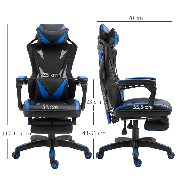 Cadeira de escritorio gaming ergonômica Altura ajustável Encosto ajustável Azul