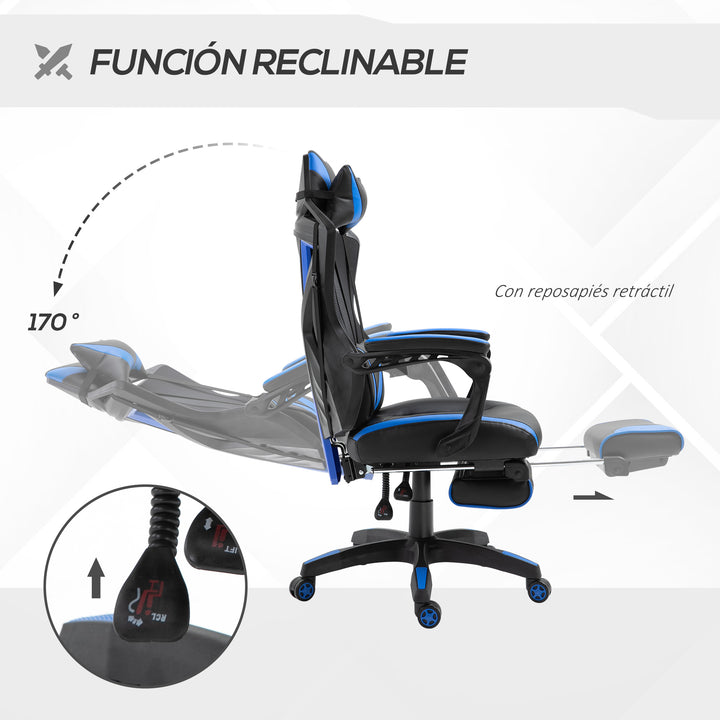 Cadeira de escritorio gaming ergonômica Altura ajustável Encosto ajustável Azul