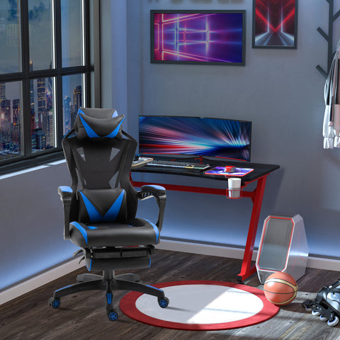 Cadeira de escritorio gaming ergonômica Altura ajustável Encosto ajustável Azul