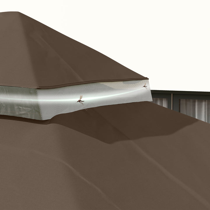 Toldo de Substituição para Pérgola 4x3 m Toldo para Pérgola com Teto Duplo Mosqueteira Proteção UV 30+ Toldo de Substituição para Pérgula Café