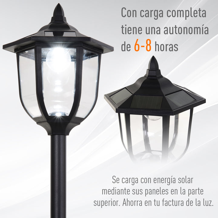 Poste de luz solar ao ar livre 6 LEDS Autonomia 6-8 Horas Partida automática ?26x177 cm Luz de rua solar exterior