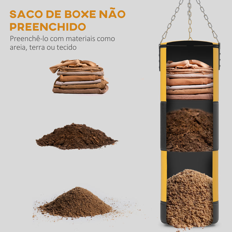 Saco de Boxe sem Recheio Saco de Boxe para Adultos com Luvas de Boxe Gancho e Protetores para Palmas Munhecas Tornozelos para Treino MMA Muay Thai Amarelo