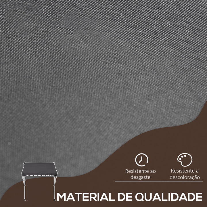 Toldo portátil 200x150x170-280cm Alpendres ou Varandas com Manivela Ajustável Cinza
