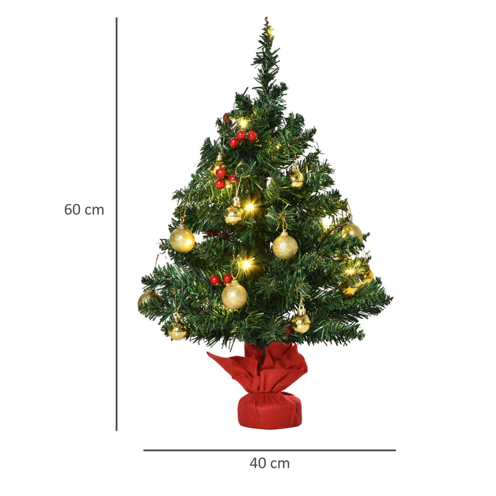 Mini Árvore de Natal 60cm Artificial Decoração de Natal de Pinheiro com Suporte Metálico 73 Ramos PVC Verde