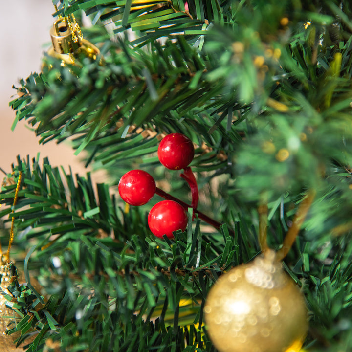 Mini Árvore de Natal 60cm Artificial Decoração de Natal de Pinheiro com Suporte Metálico 73 Ramos PVC Verde