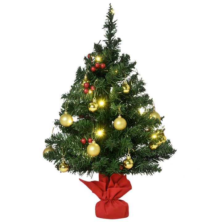 Mini Árvore de Natal 60cm Artificial Decoração de Natal de Pinheiro com Suporte Metálico 73 Ramos PVC Verde