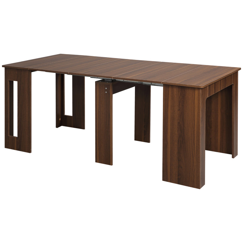 Mesa de Jantar Extensível para 4-6 Pessoas com Lateral Abatível Mesa Auxiliar Multifuncional para Escritório Cozinha Carga Máxima 60kg 180x85x75cm Marrom