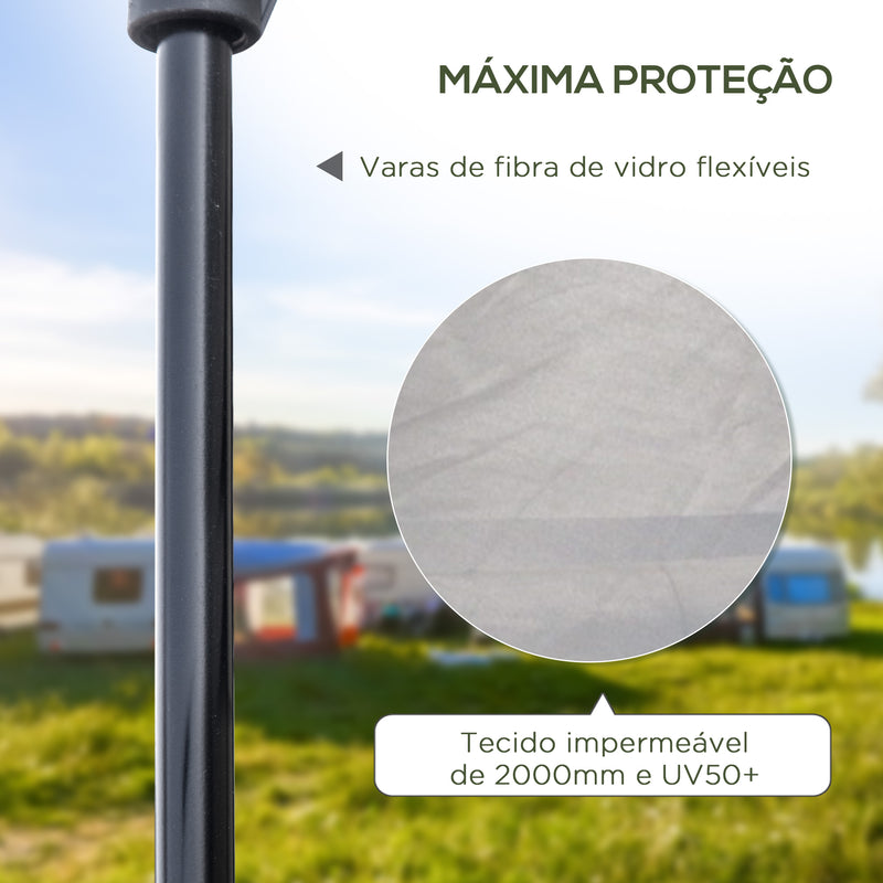 Tenda de Campismo para 2-3 Pessoas Tenda de Campismo Impermeável PU2000 mm Proteção UV50+ com Bolsa de Transporte 210x210x150 cm Prata