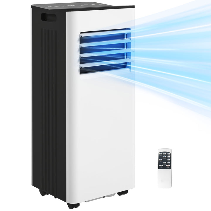 Ar Condicionado Portátil 3 em 1 9000 BTU Arrefecedor Ventoinha Desumidificador 24,1 L/Dia com Controlo Remoto e Ecrã LED Temporizador 24h 2 Velocidades para Quarto 25m² Branco