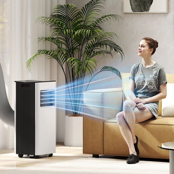 Ar Condicionado Portátil 3 em 1 9000 BTU Arrefecedor Ventoinha Desumidificador 24,1 L/Dia com Controlo Remoto e Ecrã LED Temporizador 24h 2 Velocidades para Quarto 25m² Branco