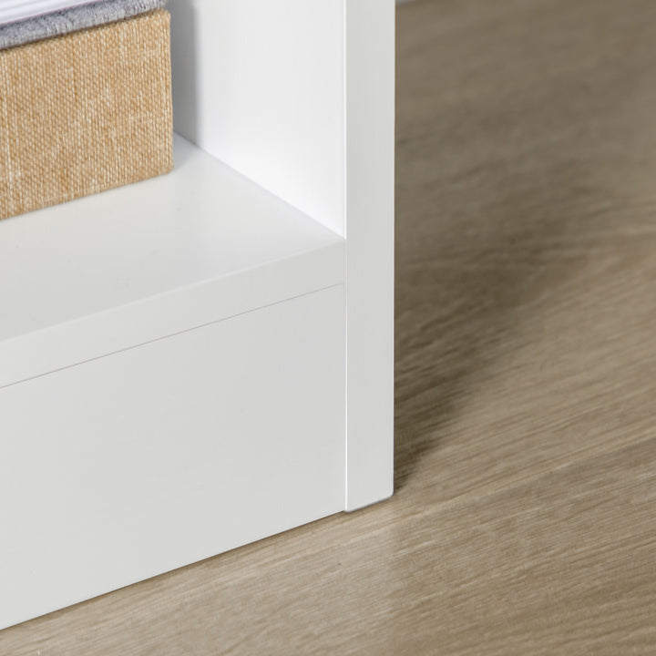 Estante de Madeira Estante para Livros com 1 Gaveta e 9 Compartimentos de Armazenamento Livraria para Sala de Estar Escritório Estúdio 60x26x158cm Branco