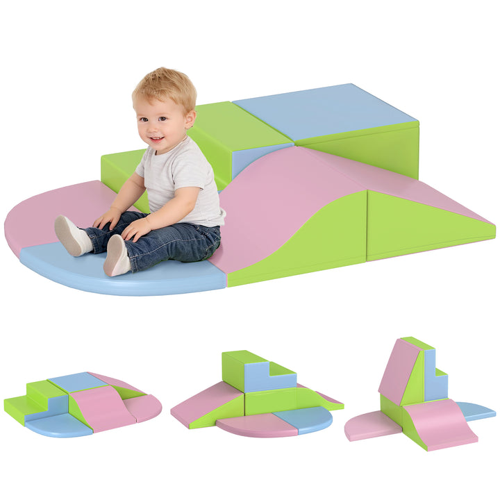 Conjunto de 6 Blocos de Espuma para Crianças de 12-36 Meses Brinquedo Educativo de Construção Infantil para Escalar 150x100x24 cm Multicor