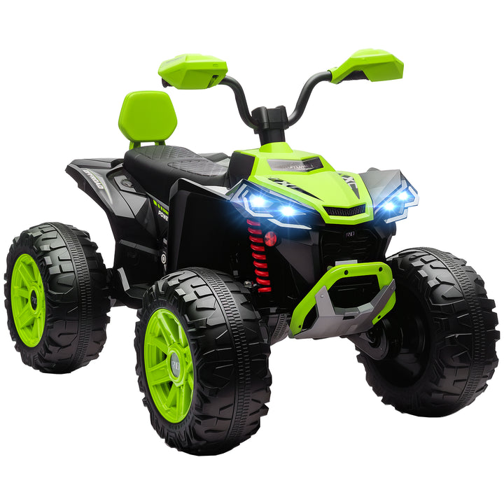 Quadricilo Elétrico para Crianças 24V para 3-8 Anos com 2 Lugares 2 Motores Velocidade até 6,5 km/h Rodas com Suspensão Faróis Buzina Música e USB 109x68,5x76 cm Verde