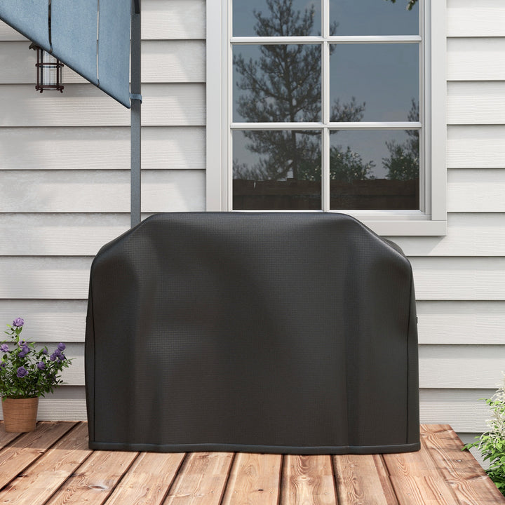 Capa Protetora para Barbecue Retangular Capa Protetora para Barbecue de Tecido Oxford 420D Anti-UV Impermeável Antipó com Cordão 124x61x91 cm Preto