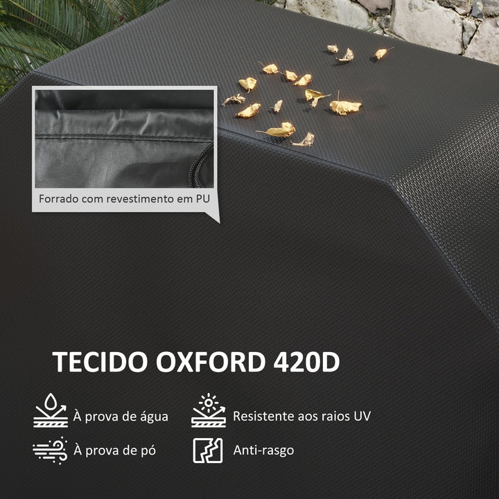Capa Protetora para Barbecue Retangular Capa Protetora para Barbecue de Tecido Oxford 420D Anti-UV Impermeável Antipó com Cordão 124x61x91 cm Preto