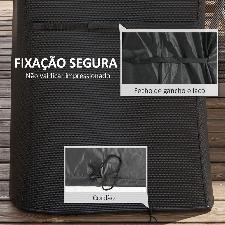 Capa Protetora para Barbecue Retangular Capa Protetora para Barbecue de Tecido Oxford 420D Anti-UV Impermeável Antipó com Cordão 124x61x91 cm Preto