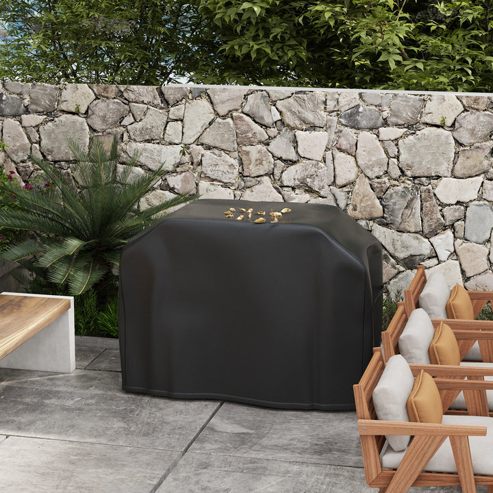 Capa Protetora para Barbecue Retangular Capa Protetora para Barbecue de Tecido Oxford 420D Anti-UV Impermeável Antipó com Cordão 124x61x91 cm Preto