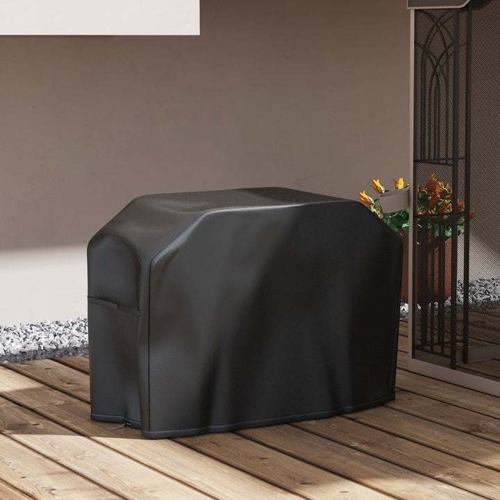 Capa Protetora para Barbecue Retangular Capa Protetora para Barbecue de Tecido Oxford 420D Anti-UV Impermeável Antipó com Cordão 124x61x91 cm Preto