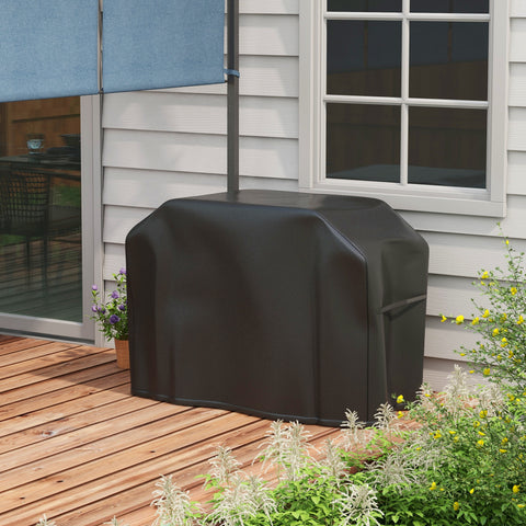 Capa Protetora para Barbecue Retangular Capa Protetora para Barbecue de Tecido Oxford 420D Anti-UV Impermeável Antipó com Cordão 124x61x91 cm Preto