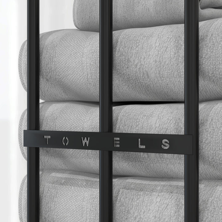Toalheiro de Casa de Banho Toalheiro de Parede com 3 Barras e Estrutura de Metal Suporte para Toalhas 21x12x74 cm Preto