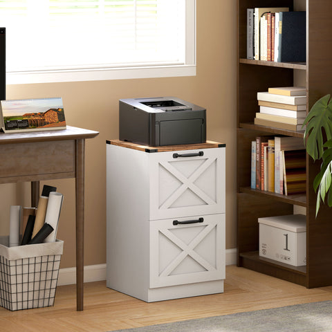 Móvel para Escritório com 2 Gavetas Bloco de Gavetas de Escritório Móvel Arquivador Suporte para Impressora com Trilho Suspenso para A4 e Carta 40x40x71 cm Branco