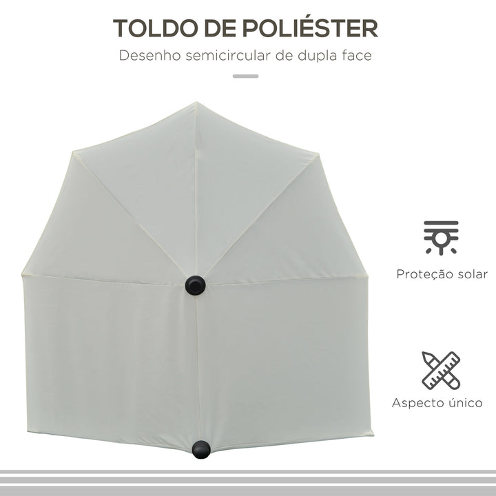 Chapéu de Sol de Parede 190x200x240cm Chapéu de Sol de Jardim com Manivela Mastro de Aço Base Cruzada e Proteção Solar para Terraço Balcão Creme