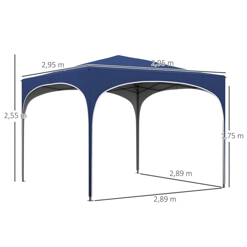 Tenda Dobrável 3x3 m Tenda de Jardim com Altura Ajustável Bolsa de Transporte Tecido Anti-UV e Sacos de Areia para Exterior Jardim Azul Escuro