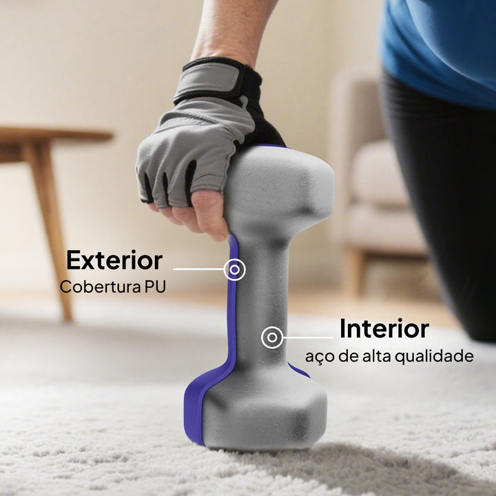 Jogo de 8 Halteres Hexagonais 4 Pares 4kg 3kg 2kg 1kg com Revestimento Pesos para Exercícios em Casa Academia Aço Multicolor