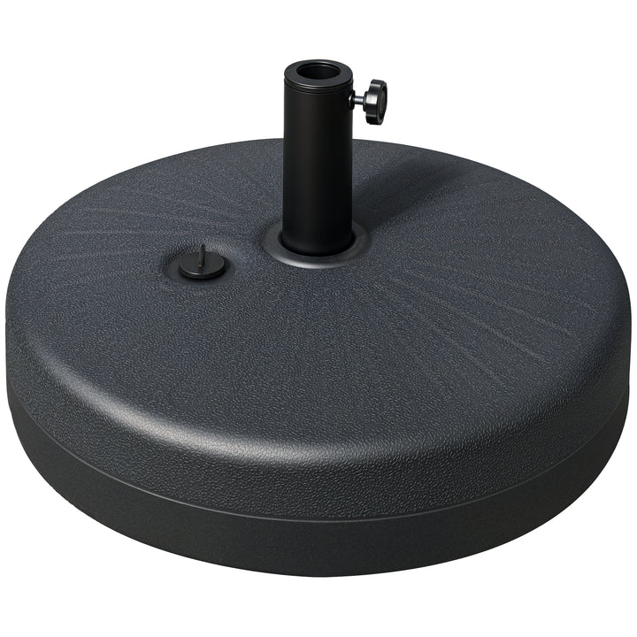 Base de Chapéu de Sol de Jardim Recarregável de Água 22kg Suporte de Chapéu de Sol Redondo para Mastros de 38mm/48mm Portátil para Terraço Pátio Ø51x28cm Preto