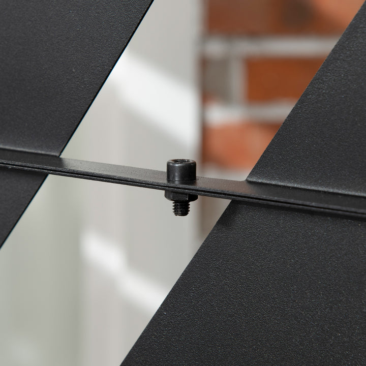 Biombo de 3 Peças Separador de Ambientes com Desenho de Folha de Bananeira Biombo para Exterior Jardim Varanda 122x45x198 cm Preto