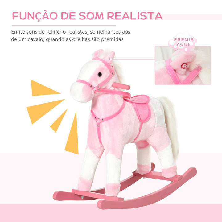 Cavalo de balanço para crianças acima de 3 anos cor rosa
