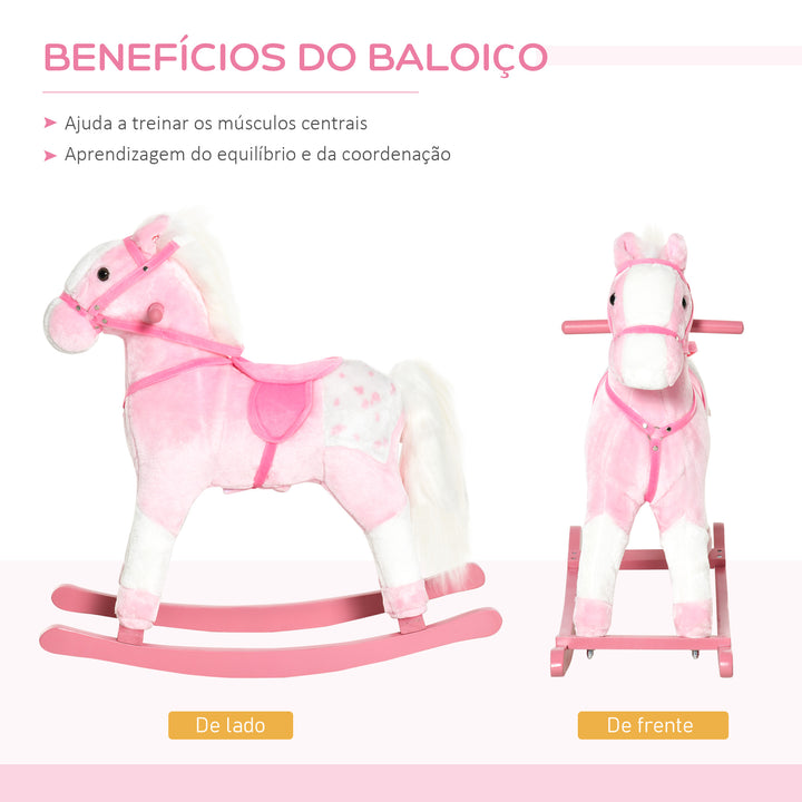Cavalo de balanço para crianças acima de 3 anos cor rosa
