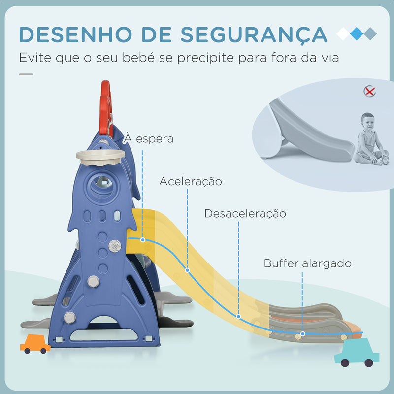 Conjunto Escorrega e Baloiço para Crianças de 1-3 Anos Parque Infantil para Exterior e Interior 3 em 1 com Baloiço Escorrega e Cesta de Basquetebol Multicor