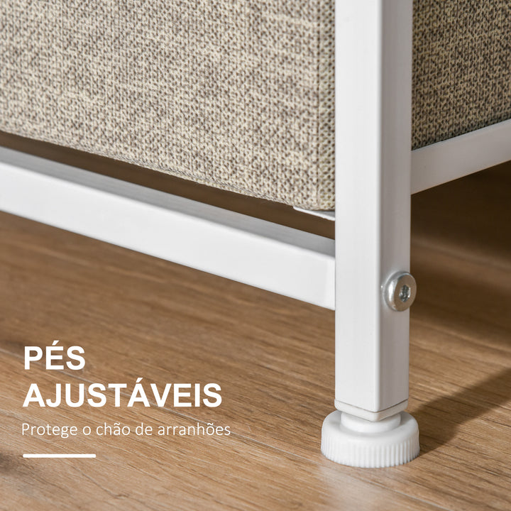 Mesa de Cabeceira com 3 Gavetas de Tecido Móvel de Arrumação Multifuncional para Dormitório Sala de Estar Corredor 45x30x71 cm Cinza e Branco
