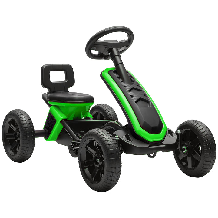 Kart Pedais Kart com Rodas Antiderrapantes de EVA Estrutura Metálica Carga 30 kg para Crianças de 2-5 Anos 85,5x49x57 cm Verde