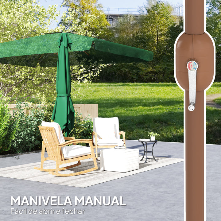 Chapéu de Sol de Jardim 300x200 cm Chapéu de Sol de Exterior com Ângulo Ajustável Mastro de Alumínio Manivela e Proteção UV 50+ Chapéu de Sol para Jardim Pátio Verde