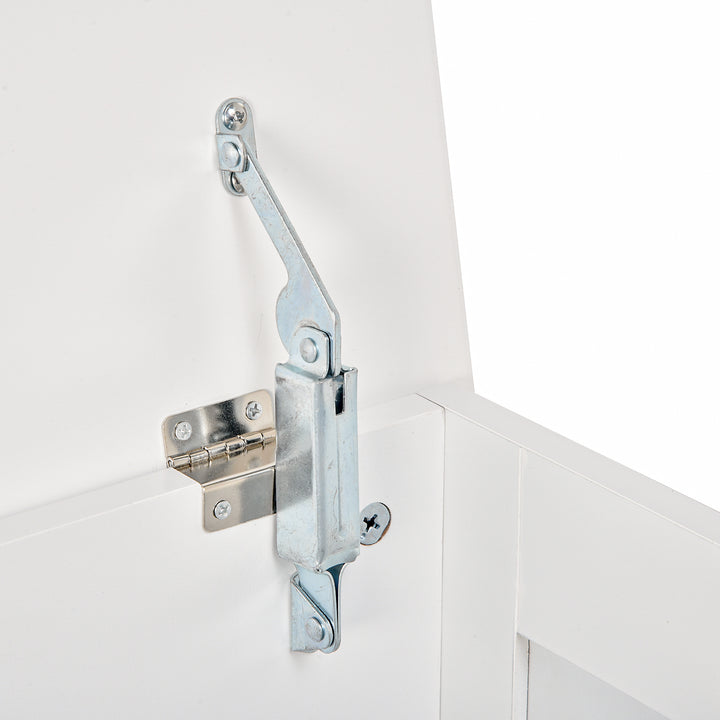 Armário de madeira para armazenamento de roupas brinquedos banco de armazenamento para sala de estar e banheiro carga de 20 kg branco 81 x 40 x 46 cm