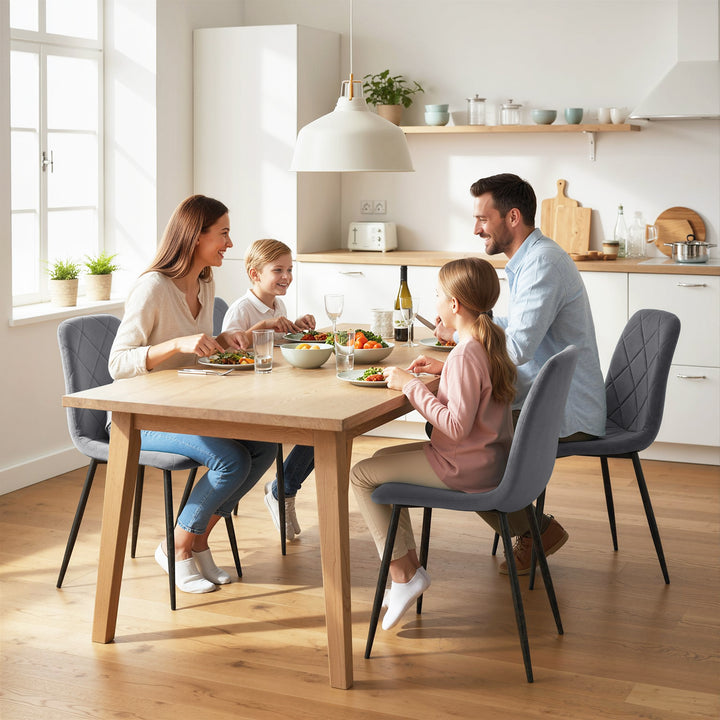 Conjunto de 4 Cadeiras de Jantar Modernas Cadeiras de Cozinha Estofadas em Veludo com Pés de Aço para Sala de Estar 45x54x87 cm Cinza