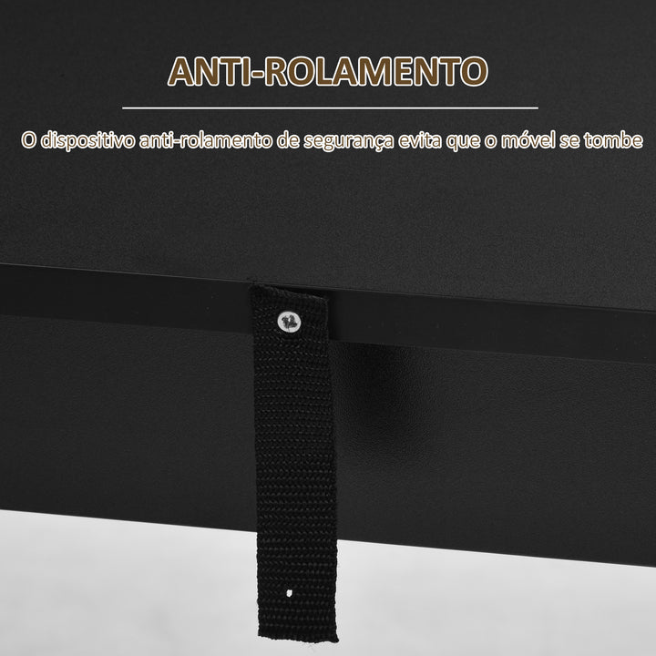 Mesa de Bar de Bistrô com 3 Prateleiras com Suporte Estilo Moderno para Cozinha Sala de Jantar Sala de Estar Estrutura de Melamina 112x57x106cm Preto