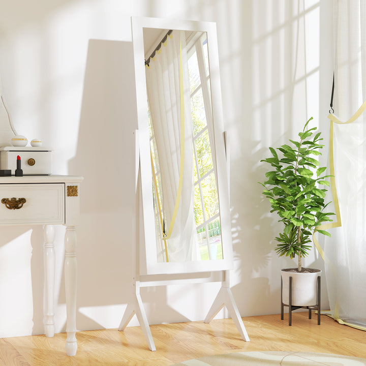Espelho de Pé para sala de estar e quarto - Madeira - Branco 47x46x148cm