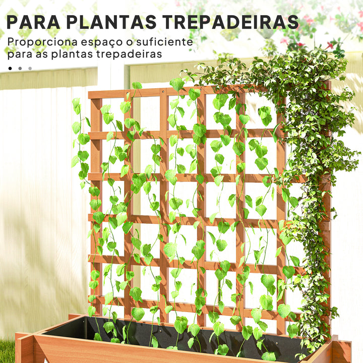 Floreira de 3 Níveis com Treliça Hortal Vertical com Tecido não Tecido para Cultivos de Verduras Flores Ervas 95x95x110 cm Castanho