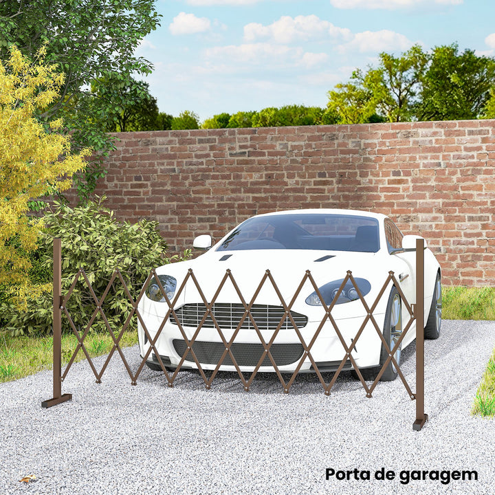 Cerca de Jardim em Liga de Alumínio Barreira de Exterior Extensível Cerca de Jardim Metálica para Decoração 250x31x103,5 cm Marrom