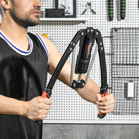 Extensor de Peito Extensor Ajustável Exercitador de Tensores Musculação com Resistência Ajustável 10-200 kg para Treino em Casa Escritório e Viagem 43x16x5 cm Preto