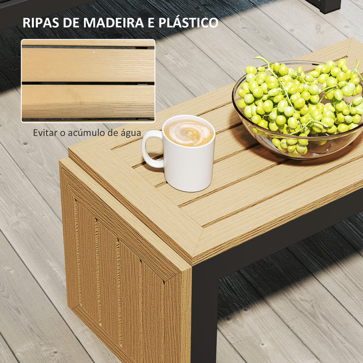Conjunto de Jardim Exterior de 3 Peças, Sofá Exterior Seccional Resistente com 2 Sofás de 2 Lugares e Mesa de Centro Versátil, Estrutura de Alumínio e Almofadas, Cinzento Claro